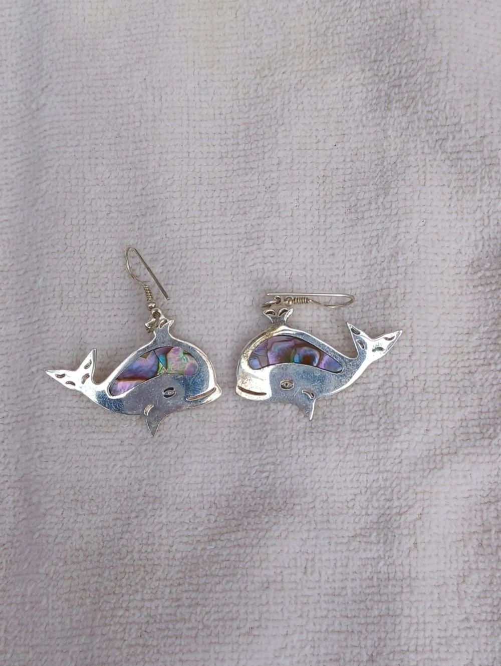 Whale Earrings Silver & Purple